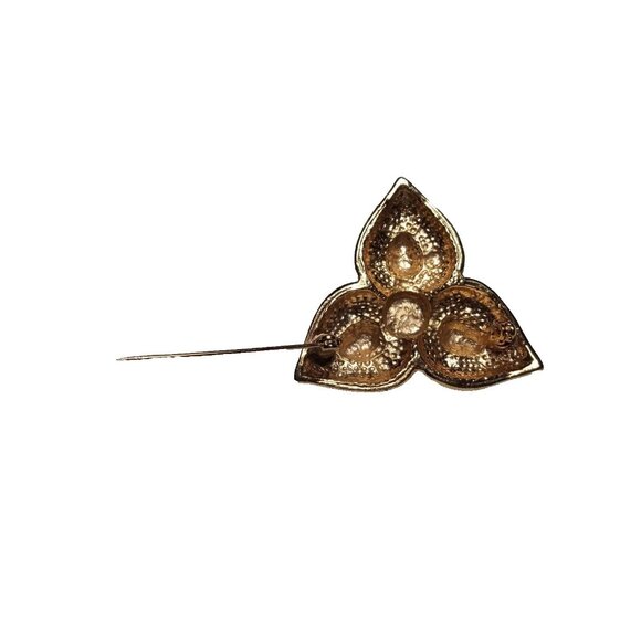 Rare Vintage Gold Toned Black Enamel Triquetra Brooch Trinity Celtic Knot Symbol - Picture 8 of 12